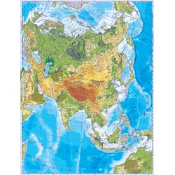 Asia. Harta fizica fata/Harta de contur (verso)