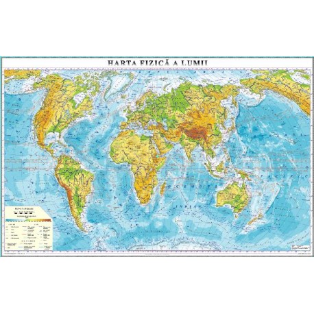 Harta fizica a lumii (fata)/Harta de contur (verso