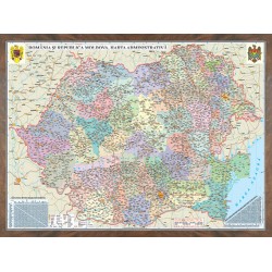 Romania si Republica Moldova. Harta administrativa 3D (1400x1000mm)