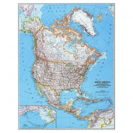 Harta politică America de Nord National Geographic