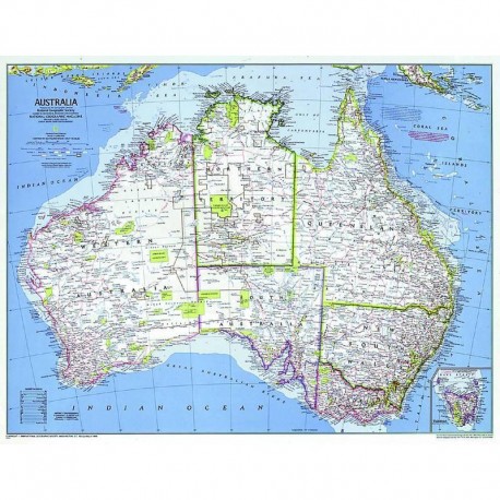  Harta politică a Australiei National Geographic