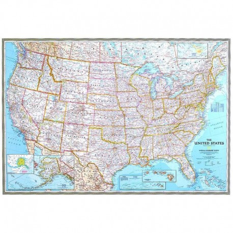 Harta politică SUA, mare National Geographic