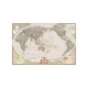  Harta lumii design antic centrată Oceanul Pacific, laminată National Geographic