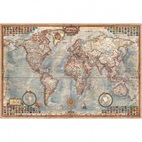 Harta lumii Modern World Antique Map, laminată RayWorld 