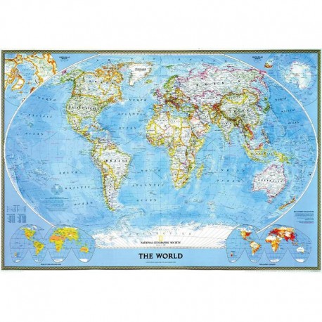 Harta politică a lumii clasică, mare National Geographic 