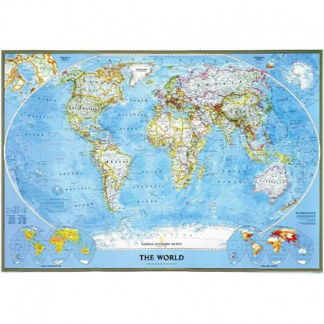  Harta politică a lumii classică, format uriaş National Geographic