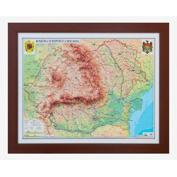 Romania si Rep. Moldova Harta fizica si administrativa 3D( 600X470 mm)