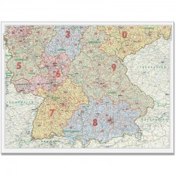Harta codurilor poştale Germania de Sud 1:500.000 Bacher Verlag