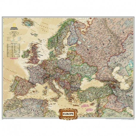 Harta politica a Europei, mare National Geographic 