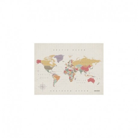Harta lumii Miss Wood Map Watercolor Tropical XL