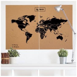 Harta lumii Miss Wood Woody Map Natural Cork XXL black