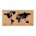 Harta lumii Miss Wood Woody Map Natural Cork XXXL black
