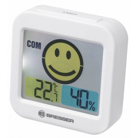Termo/higrometru BRESSER Temeo Smile cu indicator climatic, alb