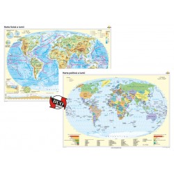 Harta fizica a lumii si Harta politica a lumii – Duo Plus 140x100 cm