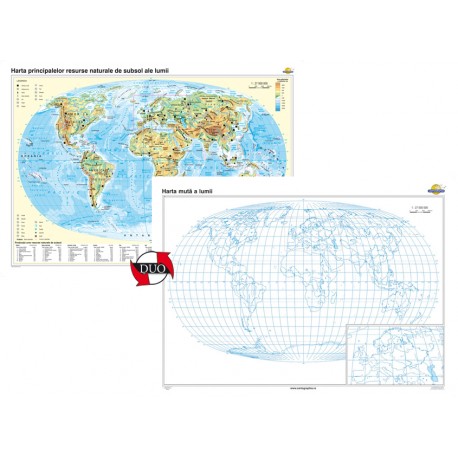 Harta principalelor resurse naturale de subsol ale lumii – Duo 140x100 cm