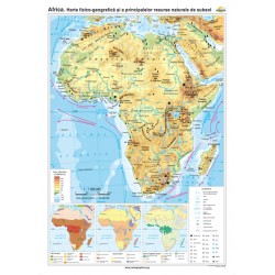 Africa. Harta fizico-geografica si a principalelor resurse naturale de subsol 120x160 cm