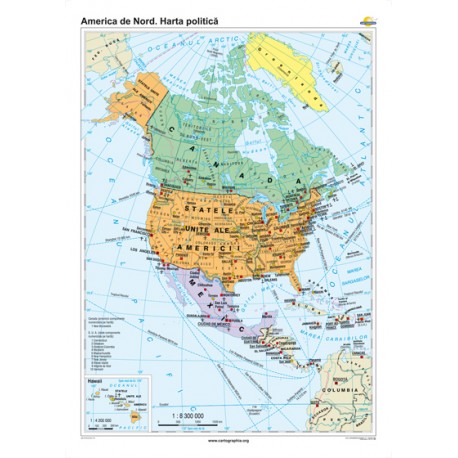 America de Nord. Harta politică 100x140 cm