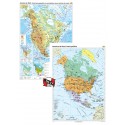 America de Nord. Harta fizico-geografica si a principalelor resurse naturale de subsol si America de Nord. Harta politica