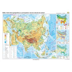 Asia. Harta fizico-geografica si a principalelor resurse naturale de subsol 140x100 cm