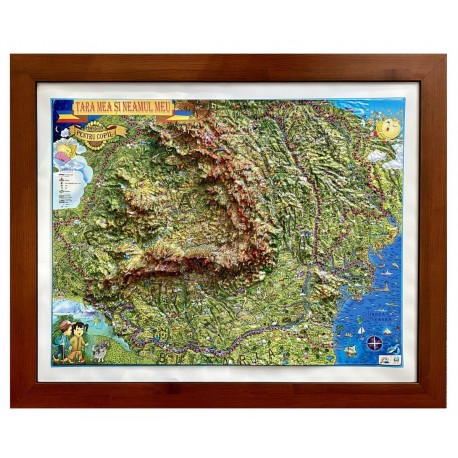 Tara mea si neamul meu. Harta pentru copii (proiectie 3D), 600x470mm