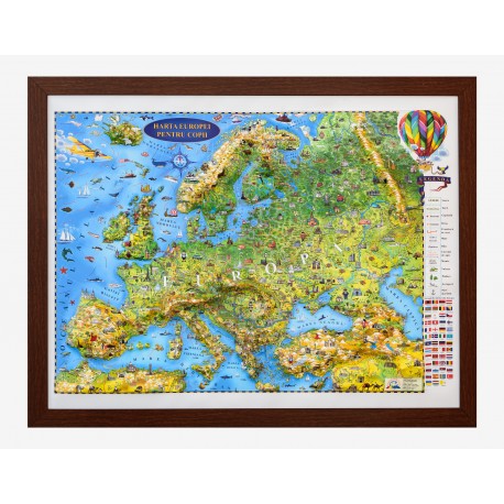 Harta Europei pentru copii (proiectie 3D), 600x470mm