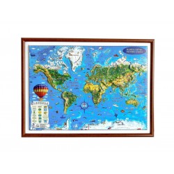Harta Lumii pentru copii (proiectie 3D), format A3, 450x330mm, cu rama