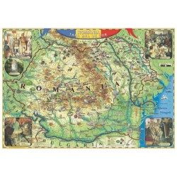 Romania - tara mea de dor (harta interactiva cu recunoastere vizuala), 1000x700mm