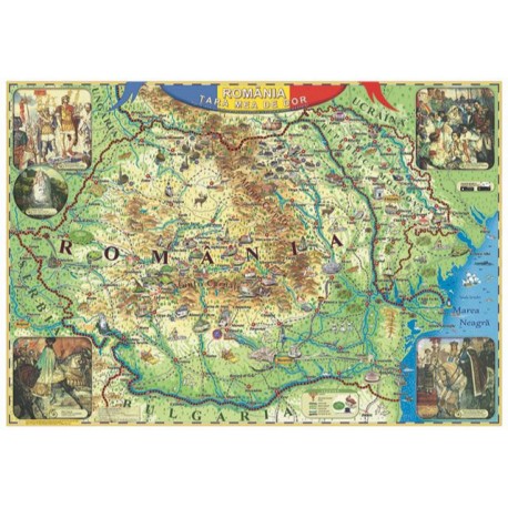 Romania - tara mea de dor (harta interactiva cu recunoastere vizuala), 1000x700mm