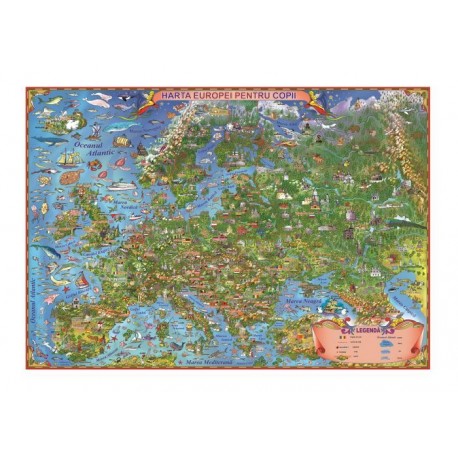 Harta Europei pentru copii (700x500mm), fara sipci