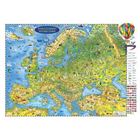 Harta Europei pentru copii ( proiectie Mercator, 3500x2400mm)