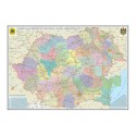 Romania si Republica Moldova. Harta administrativa /Harta de contur (verso),600x470mm, fara sipci