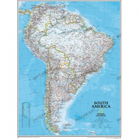 Harta politica America de Sud, mare National Geographic