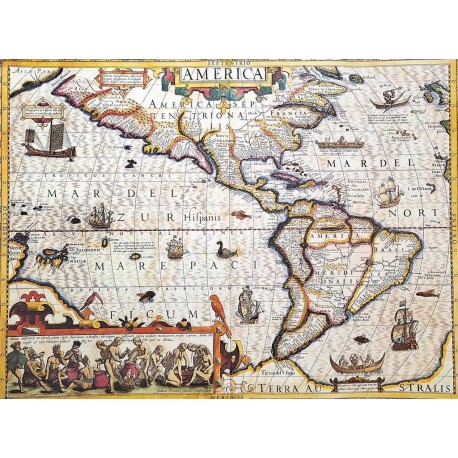 Harta Americii 1628 - Retiparire J. Hondius