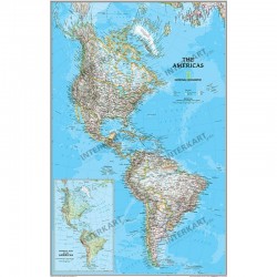 Harta continentala America de Nord si America de Sud din punct de vedere politic (58 x 91 cm)