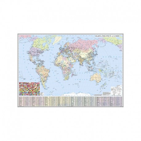 Harta politica a Lumii (fata) / Harta de contur (verso)